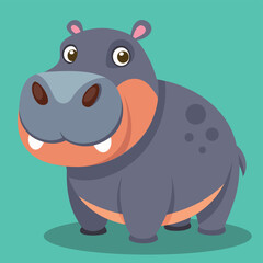 Cute hippo vector illustration. Cartoon hippopotamus vector print. Can be used for design of t-shirts, posters and Baby Shower party and characters.