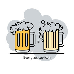 Set of beer glasses with fresh foam for pub icon vector illustration.