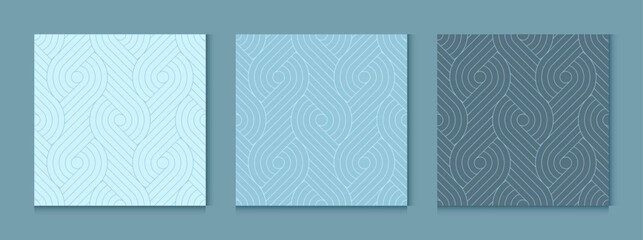 Blue background pattern seamless geometric line circle abstract design vector. Summer background.