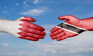 Trinidad and Tobago and Bahrain country handshaking with flags, consensus concept international co-operation illustration