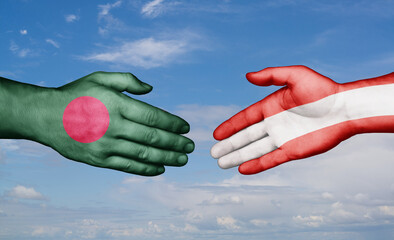 Austria and Bangladesh country handshaking with flags, consensus concept international co-operation illustration