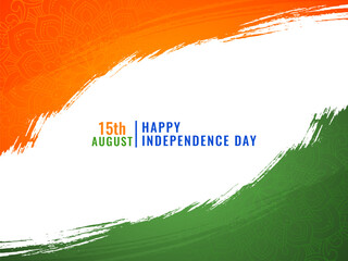 Decorative Indian flag theme tricolor watercolor brush stroke design card