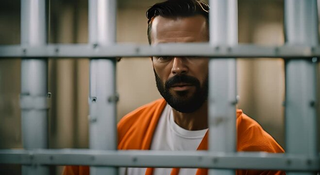 Man in a prison cell.