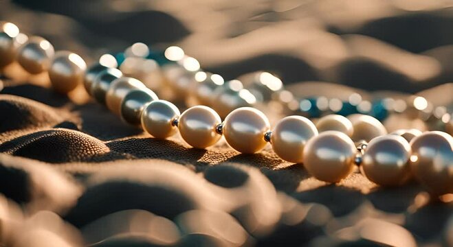 Pearl necklace on the beach.