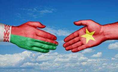 Vietnam and Belarus country handshaking with flags, consensus concept international co-operation illustration