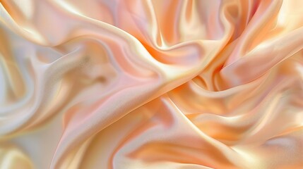 Obraz premium Tender peach beige silk satin fabric with color gradient and gentle fold.