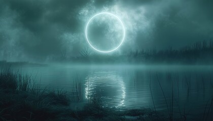 Fototapeta premium Luminous circle in the lake 