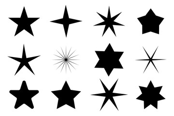 Obraz premium Abstract Star Shapes. Geometric Vector Icons. Modern Minimalist Design. Decorative Star Patterns.