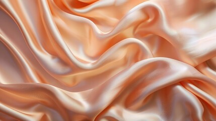 Obraz premium Tender peach beige silk satin fabric with soft drapery and luxury folds.
