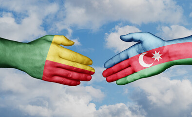 Azerbaijan and Benin country handshaking with flags, consensus concept international co-operation illustration