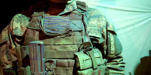 Combat Readiness: A soldier checking their combat gear for functionality and safety