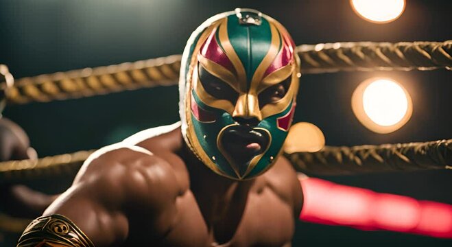 Mexican wrestler with a Mexican mask.
