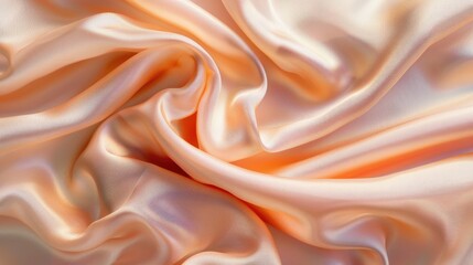 Obraz premium Tender peach beige silk satin fabric with soft folds and color gradient.
