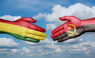 Bolivia and Angola country handshaking with flags, consensus concept international co-operation illustration