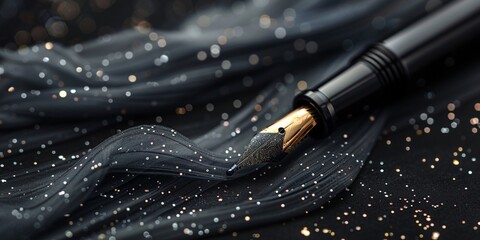 uturistic Background with Glowing Pen Trail