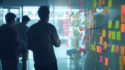 Startup Culture: Time-lapse sequence of day-long brainstorming marathon evolution. Journey from initial concepts to refined proposals, collaborative ideation process in dynamic startup environment.