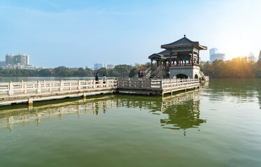 Fototapeta premium Huizhou West Lake Jiuqu Bridge, Huizhou, Guangdong Province, China