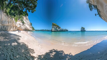 Scenic Beach with Rock Formations