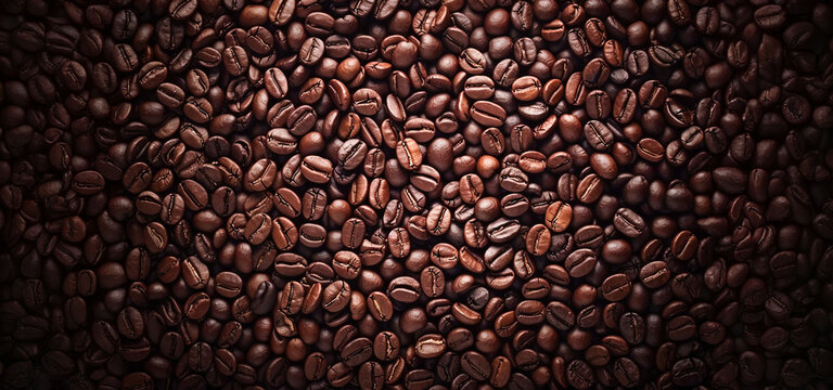 Fotorrealista de alta resoluci&oacute;n de fondo de granos de caf&eacute;, vista superior, color marr&oacute;n oscuro, iluminaci&oacute;n natural detallada y fina, ultra alta definici&oacute;n