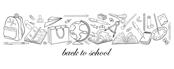 Obraz premium Doodle of student supplies with 