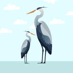 Discover this sleek, modern grey heron logo, designed in vector illustration and flat style. Perfect for use in branding, icon design, and graphic projects