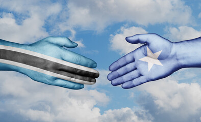 Somalia and Botswana country handshaking with flags, consensus concept international co-operation illustration