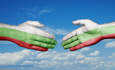 Bulgaria country handshaking with flags, consensus concept international co-operation illustration