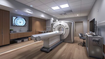 Hospital diagnostic imaging room with advanced MRI and CT machines