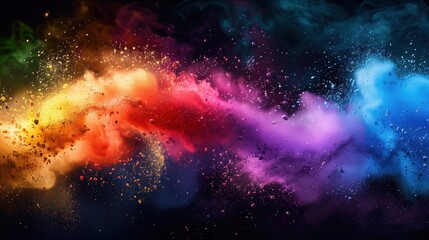 Naklejka premium Color powder splash rainbow background with vibrant hues and dynamic energy