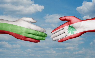 Lebanon and Bulgaria country handshaking with flags, consensus concept international co-operation illustration