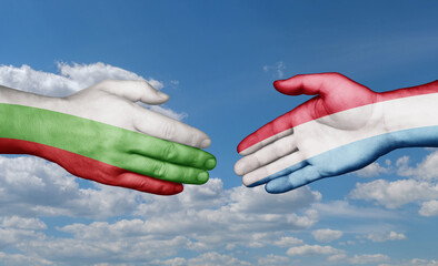 Luxembourg and Bulgaria country handshaking with flags, consensus concept international co-operation illustration