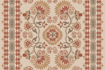 Motifs Ikat floral paisley embroidery background.geometric ethnic oriental pattern traditional.Aztec-style abstract. design for texture, fabric, clothing, wrapping, decoration © supachai