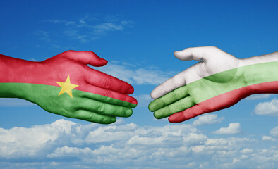 Bulgaria and Burkina Faso country handshaking with flags, consensus concept international co-operation illustration