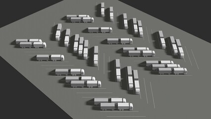 3D illustration of parking and carport
