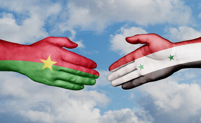 Syria and Burkina Faso country handshaking with flags, consensus concept international co-operation illustration