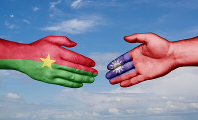 Taiwan and Burkina Faso country handshaking with flags, consensus concept international co-operation illustration