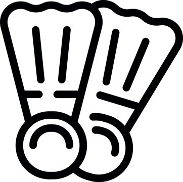 recommend clip art: Simple black and white line art icon of a pair of diving flippers, essential gear for exploring the underwater world