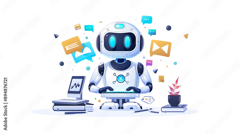 Poster ai chatbots working and chatting in computer