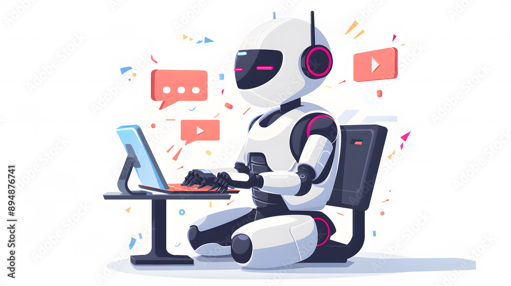 Poster ai chatbots working and chatting in computer