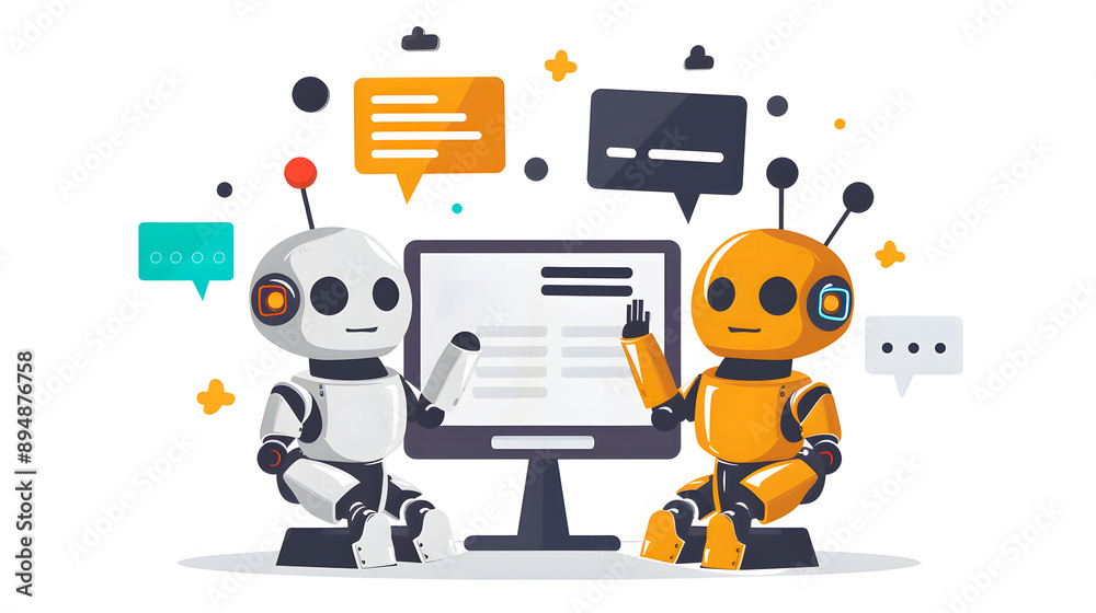 Poster ai chatbots working and chatting in computer