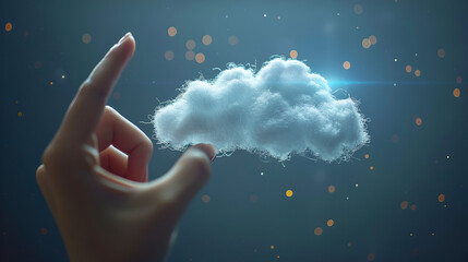 Hand pressing a cloud computing icon copy space. Generative  AI