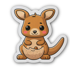 cute kawaii Kangaroo sticker isolated on white background