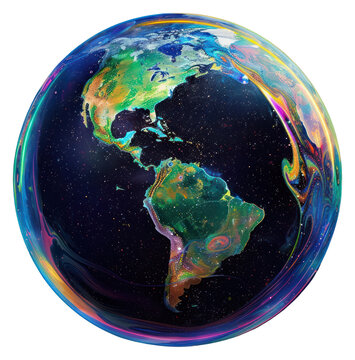 PNG Colorful Earth in cosmic space