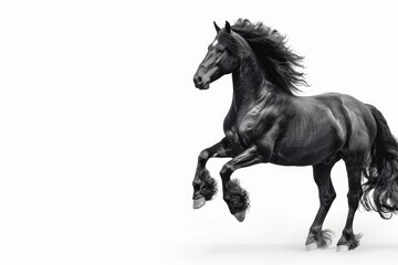 black horse isolated on white