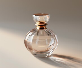 Elegant glass perfume bottle with gold cap