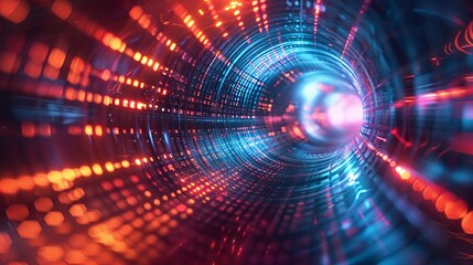 Fototapeta premium An abstract futuristic background with bright neon lights, intricate patterns, and a sense of motion, creating a visually stunning and dynamic scene that conveys a sense of innovation and technology