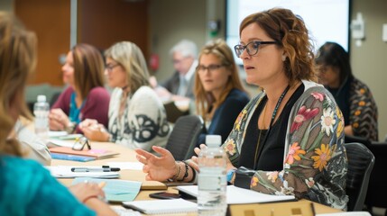 Healthcare Professional Leading Engaging Diabetes Prevention Workshop in Conference Room