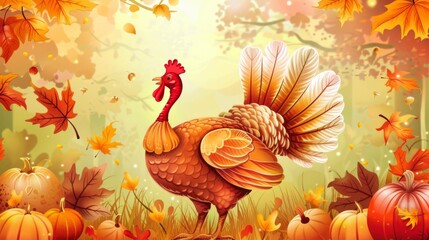 Happy Thansgiving day. Turkey bird banner background generated by ai