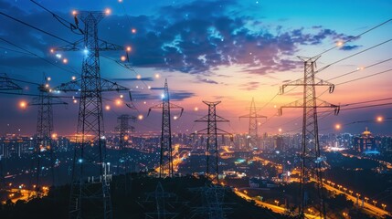 Generate a photo realistic image of urban smart energy systems managing power distribution and consumption efficiently; ensure the image is of high resolution for clear and detailed quality, 