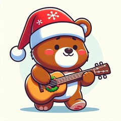 cute bear with hat christmas